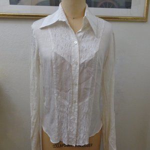 Allen B White Lace Button Down Long Sleeve Top